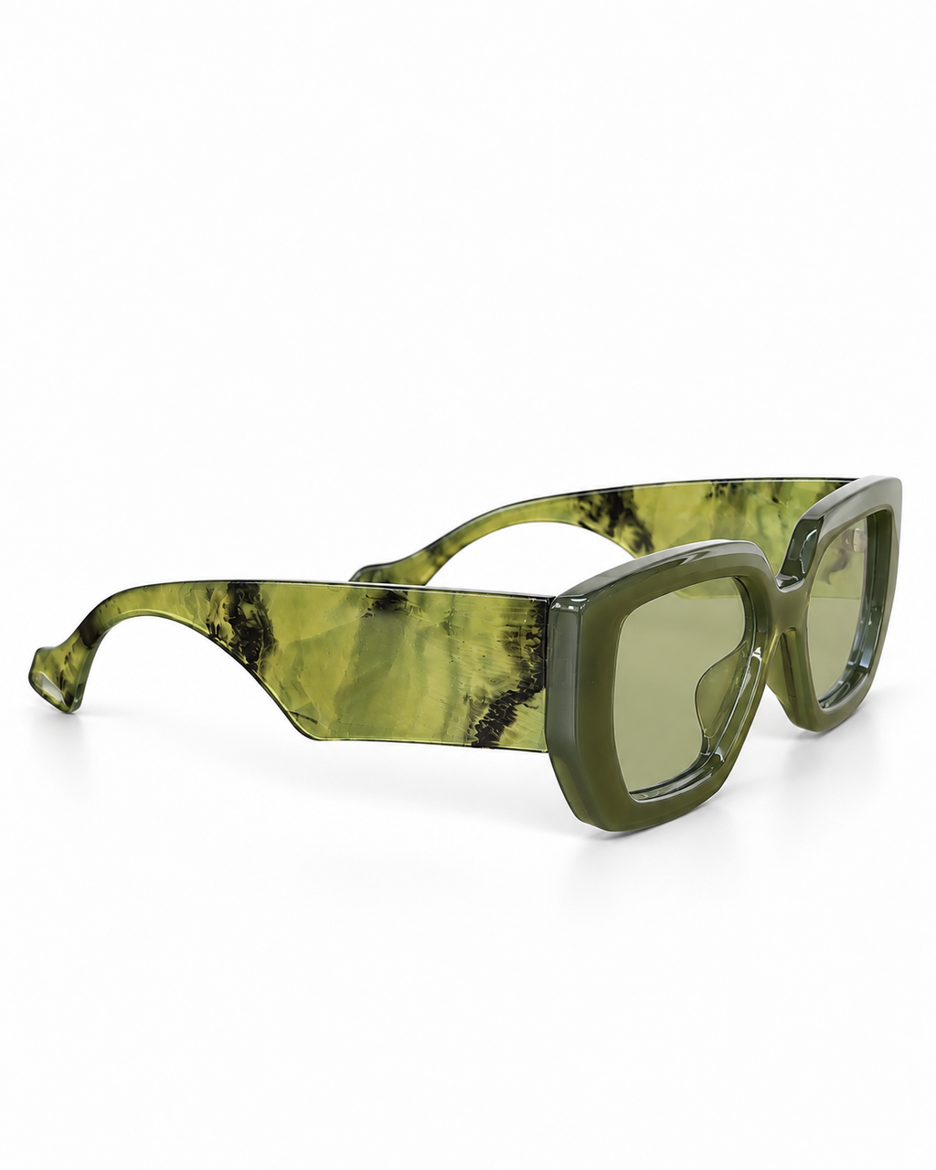 Oversized Geometric Green Sunglasses