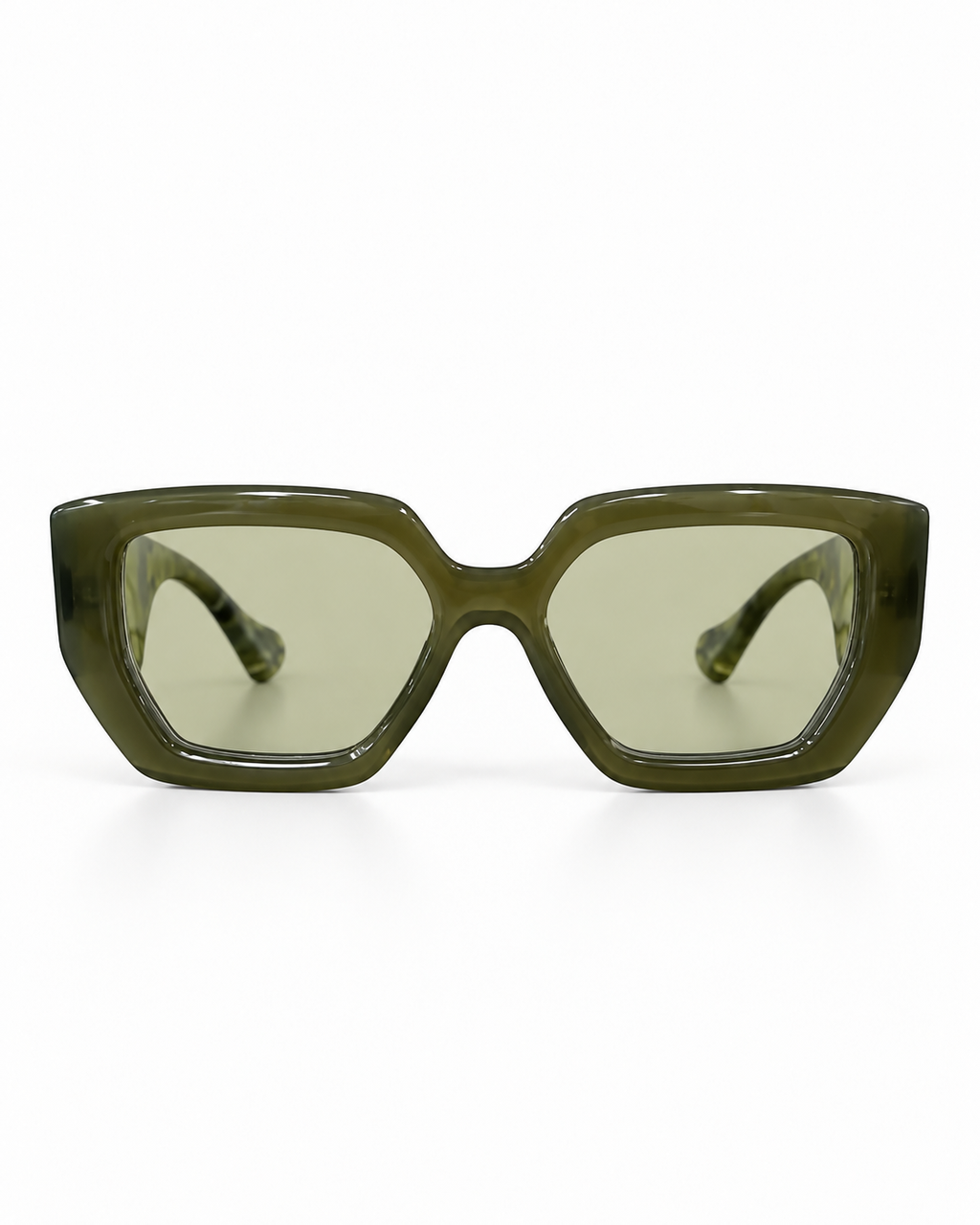 Oversized Geometric Green Sunglasses
