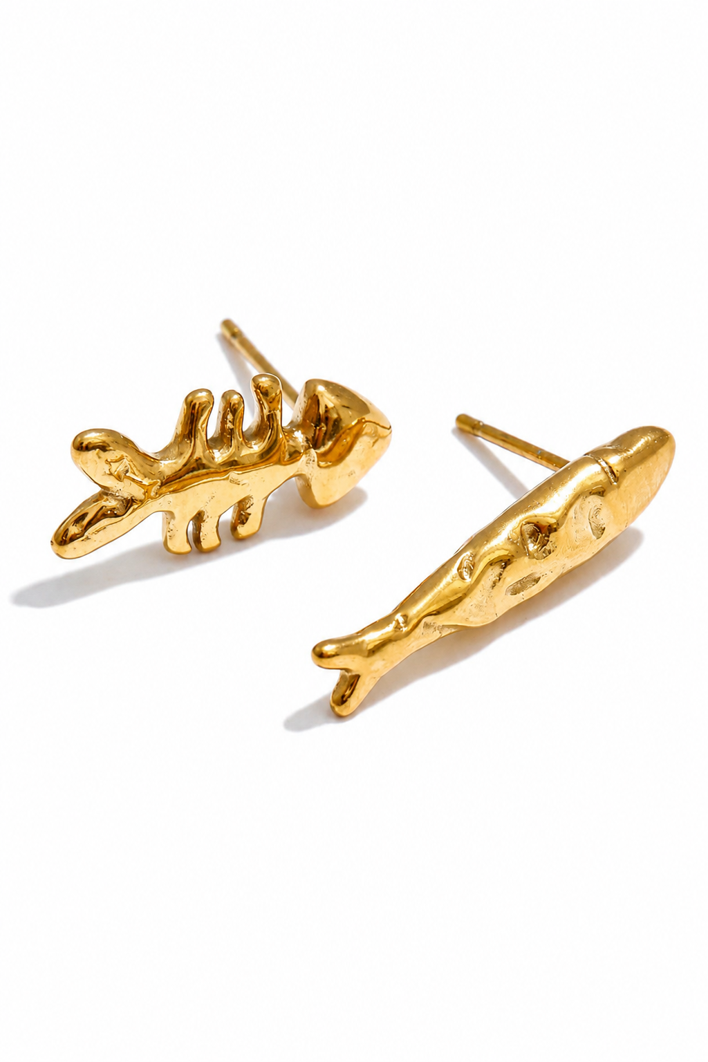 Golden Tide Fish Stud Earrings