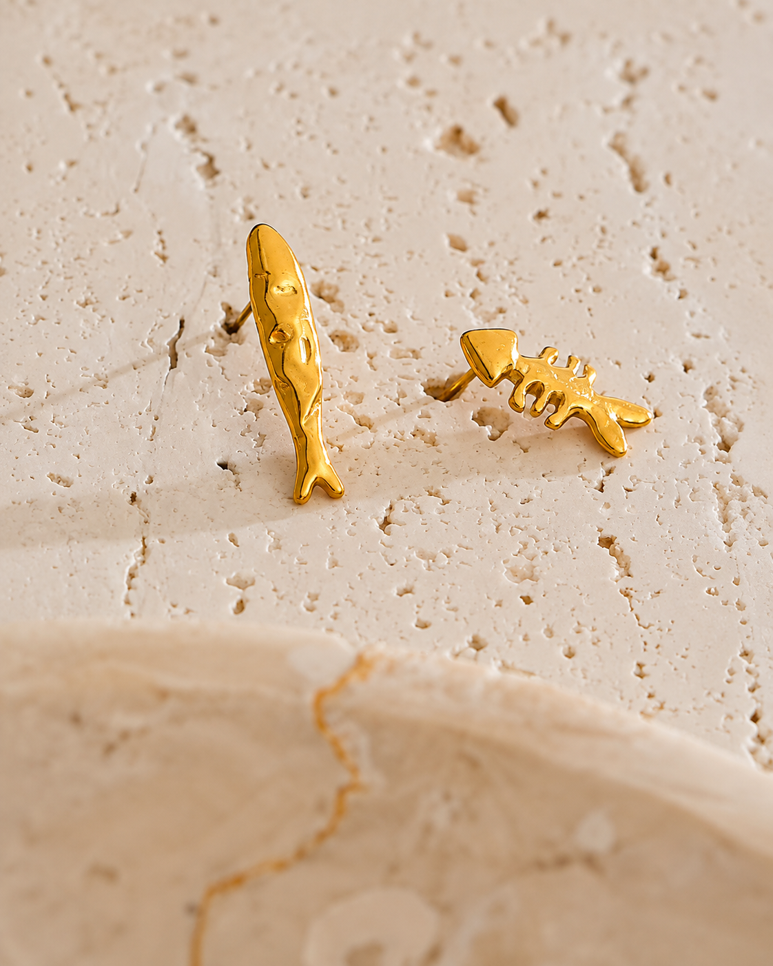 Golden Tide Fish Stud Earrings
