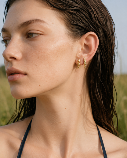 Golden Tide Fish Stud Earrings