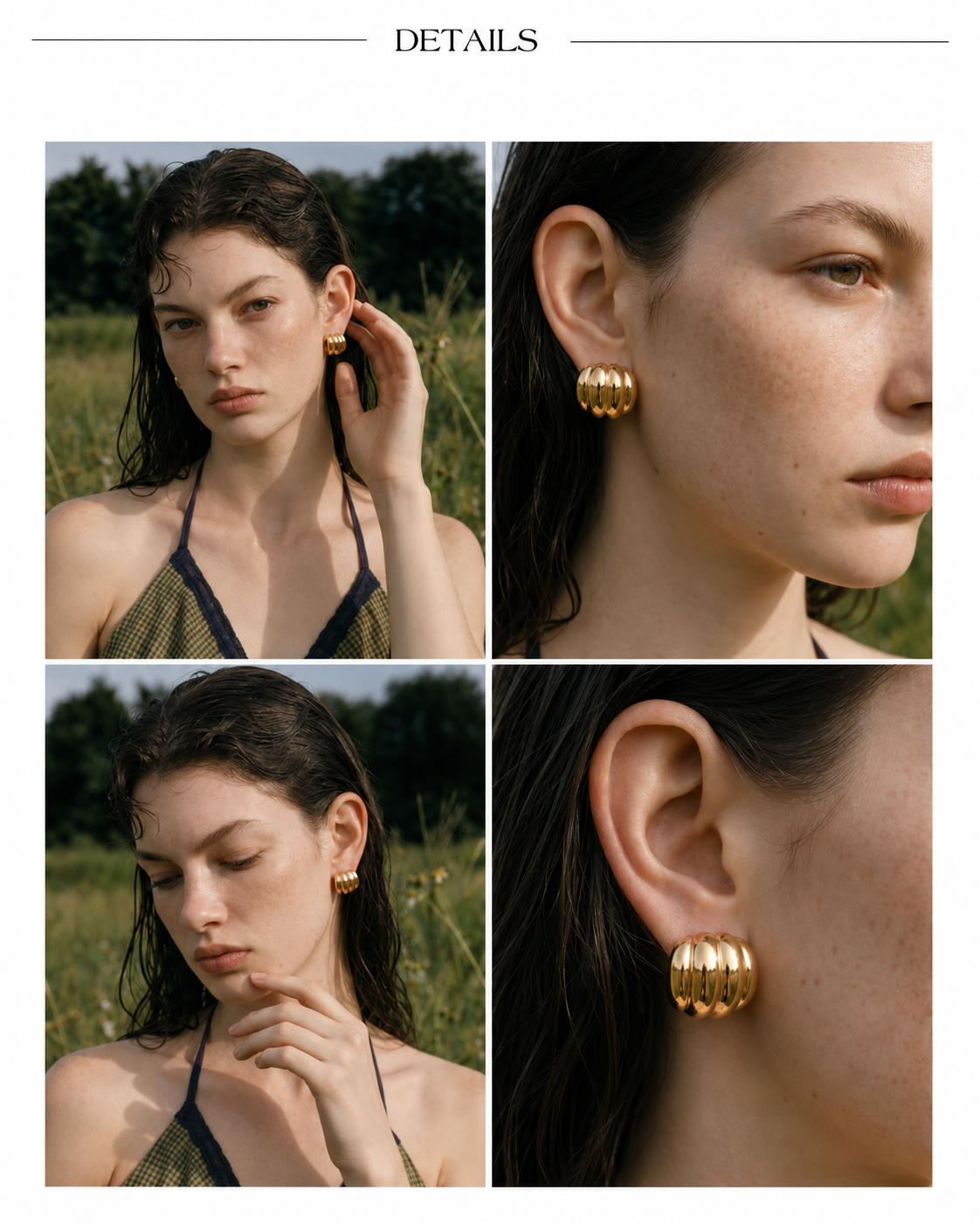 Luna Ribbed Dome Stud Earrings