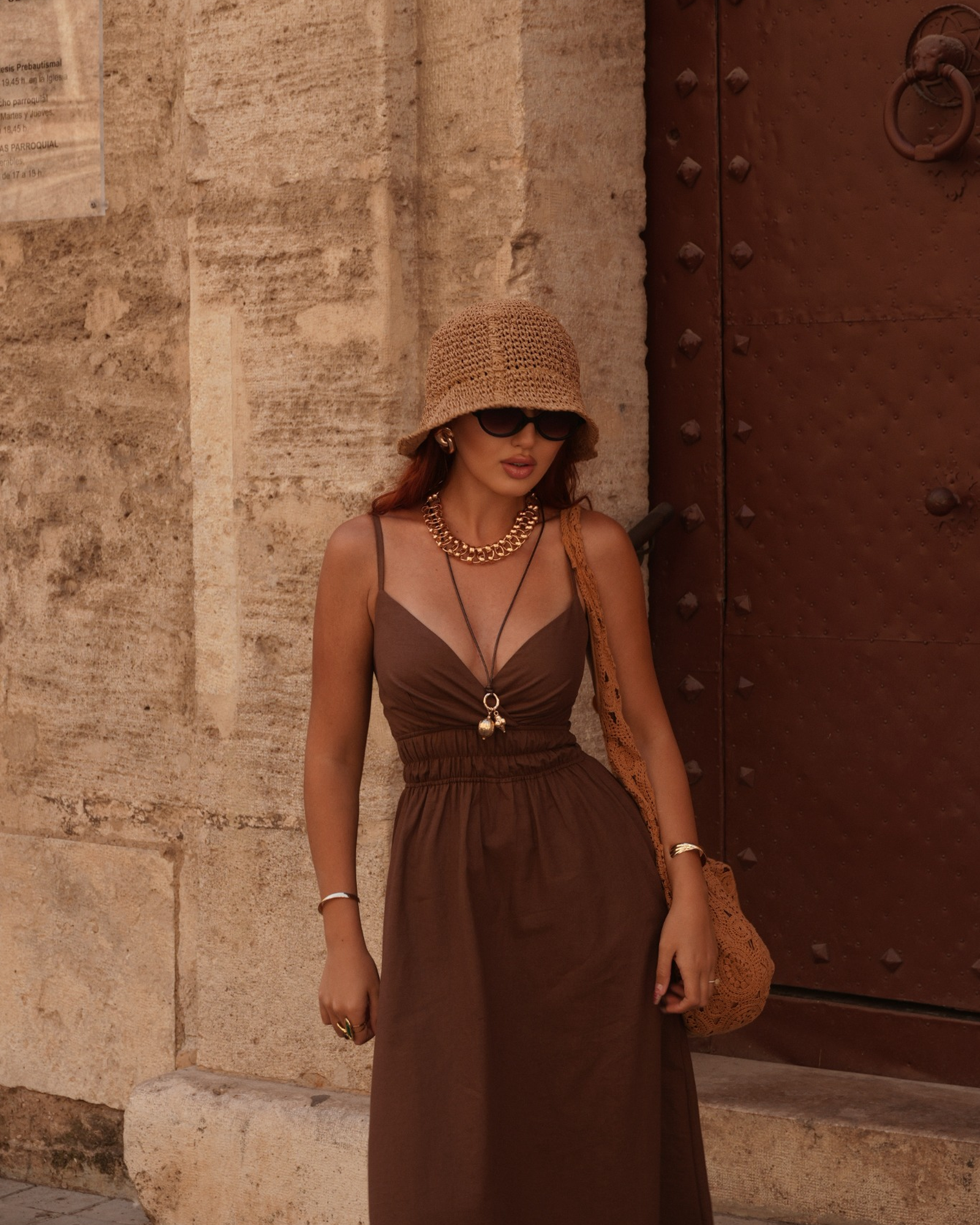 Chocolate Brown Ruched Maxi Dress