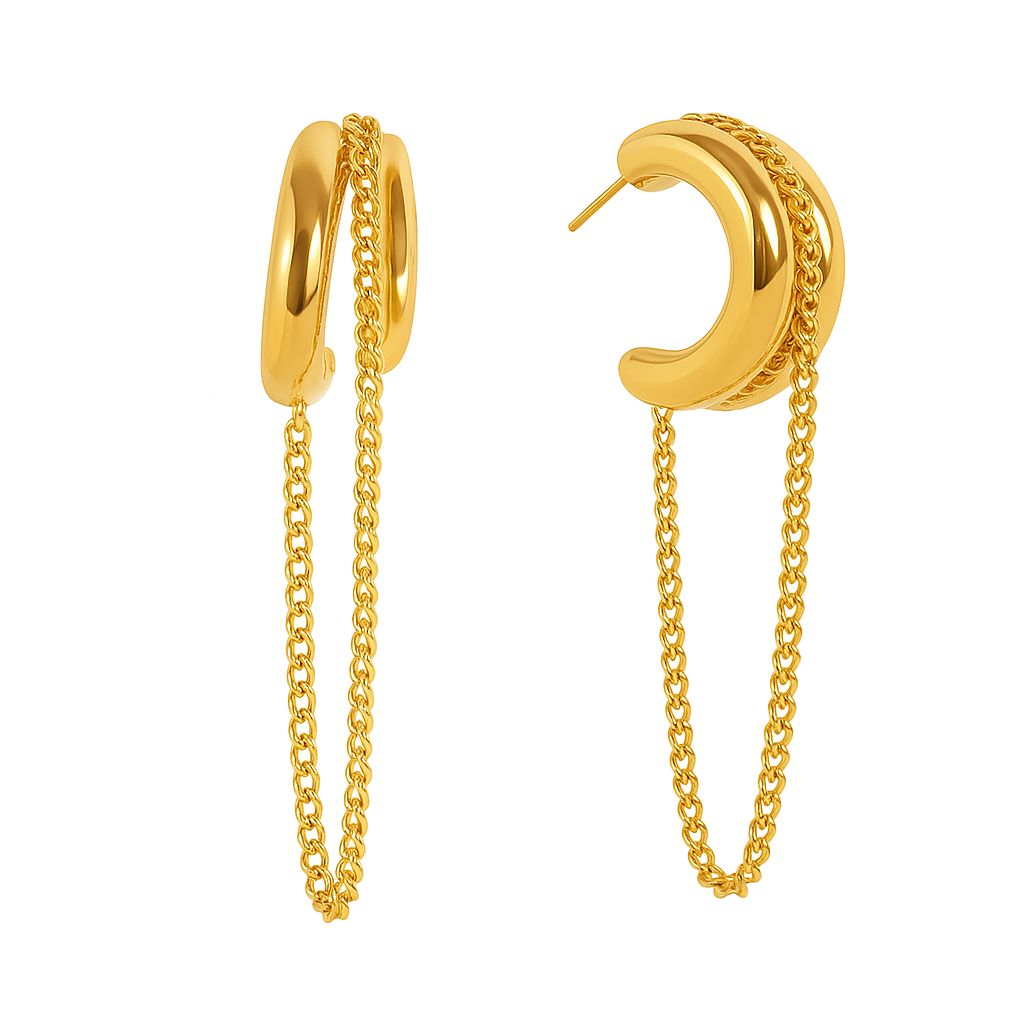 Tassel Line Hoop Earrings