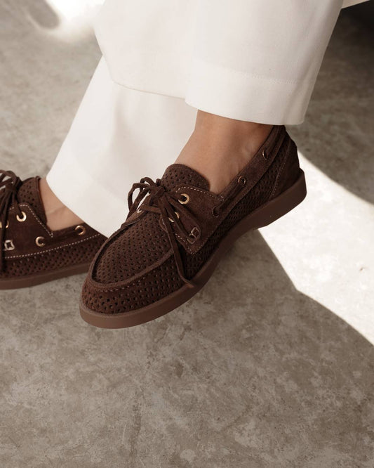 Sahara Breeze Perforated Suede Loafers