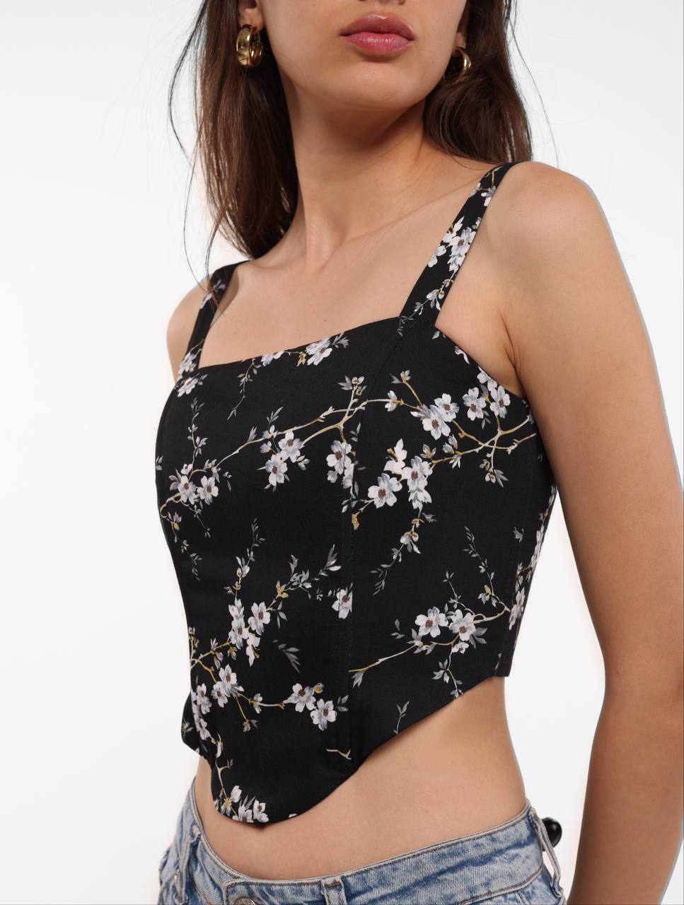 Corset with flowering print - White Store Armenia