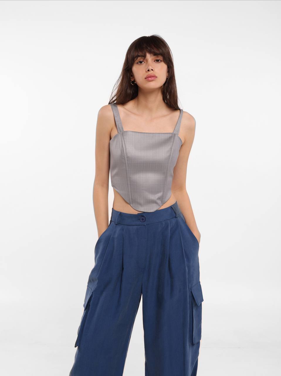 Grey striped corset - White Store Armenia