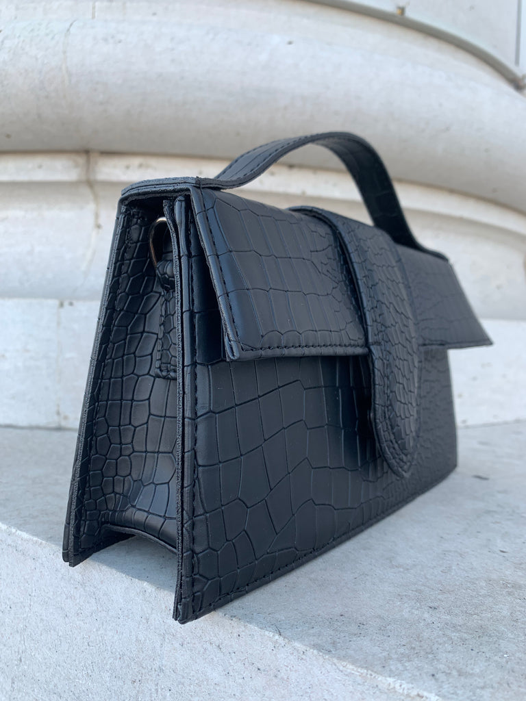 Mosaic-effect leather bag