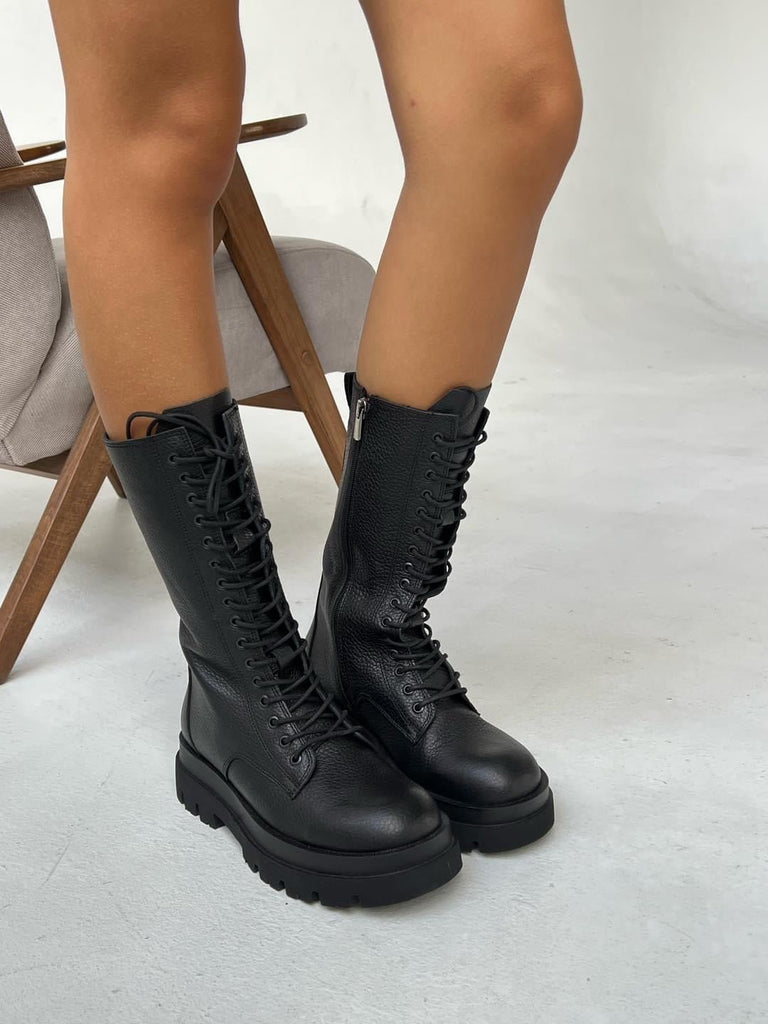 Leather boots with tall leg - White Store Armenia