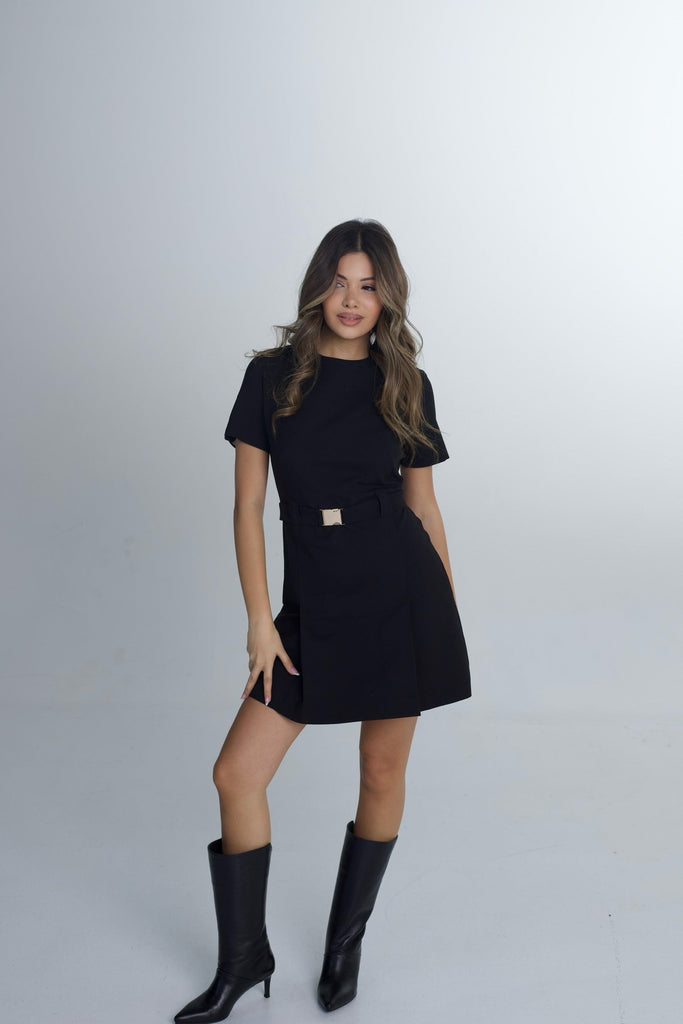 Mini black dress with belt - White Store Armenia