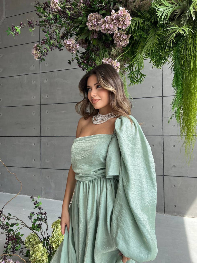 One shoulder shiny dress - White Store Armenia