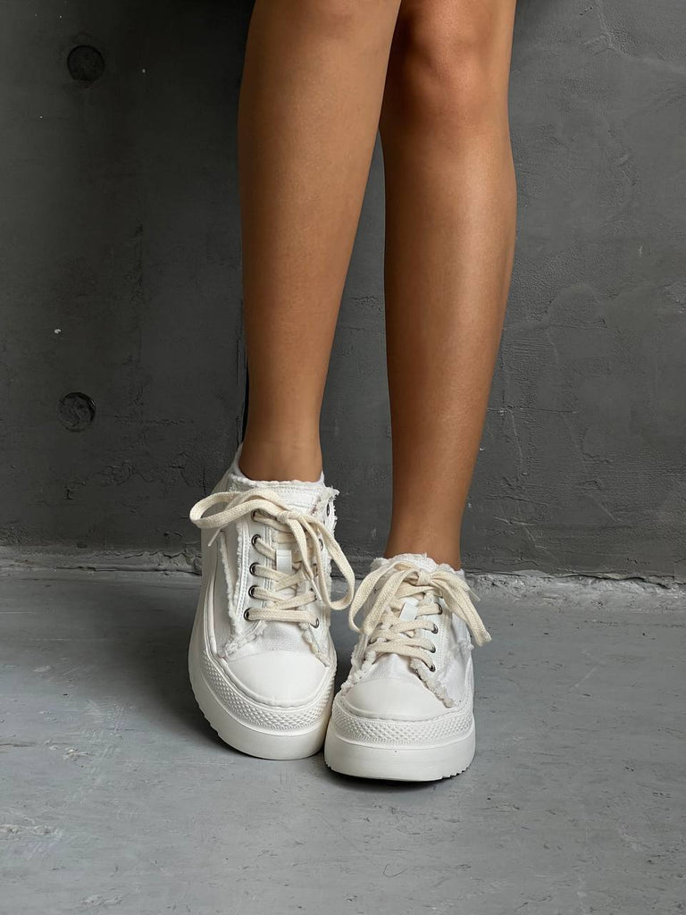 Platform denim sneakers - White Store Armenia