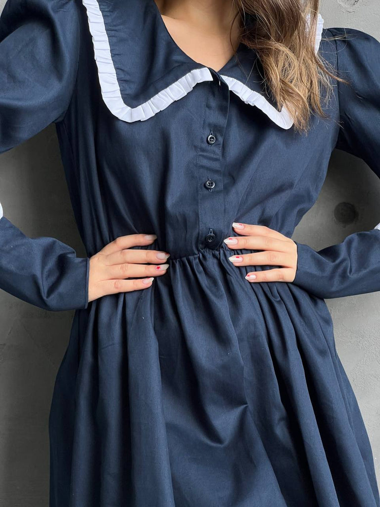 School-girl collared dress - White Store Armenia
