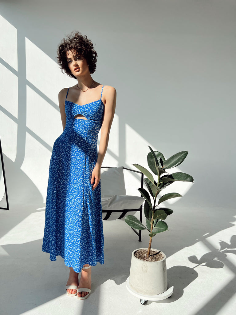 Side-slit floral dress - White Store Armenia