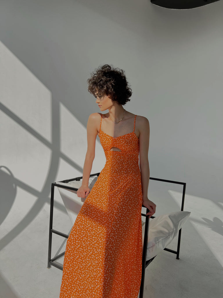 Side-slit floral dress - White Store Armenia