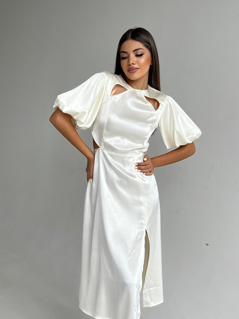 Side slit satin dress - White Store Armenia