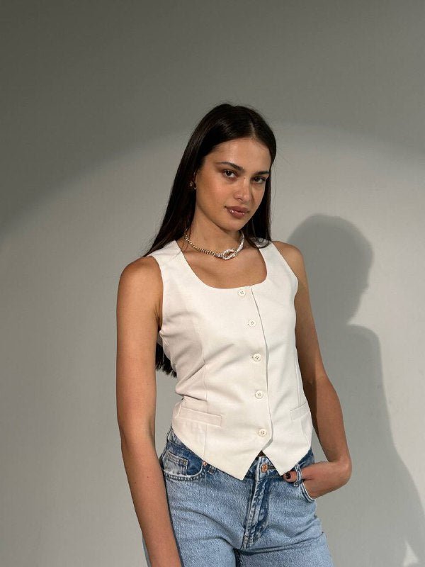 Square neck vest - White Store Armenia