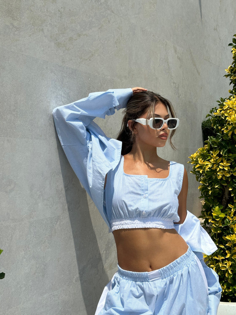 Stripe set cropped shirt - White Store Armenia