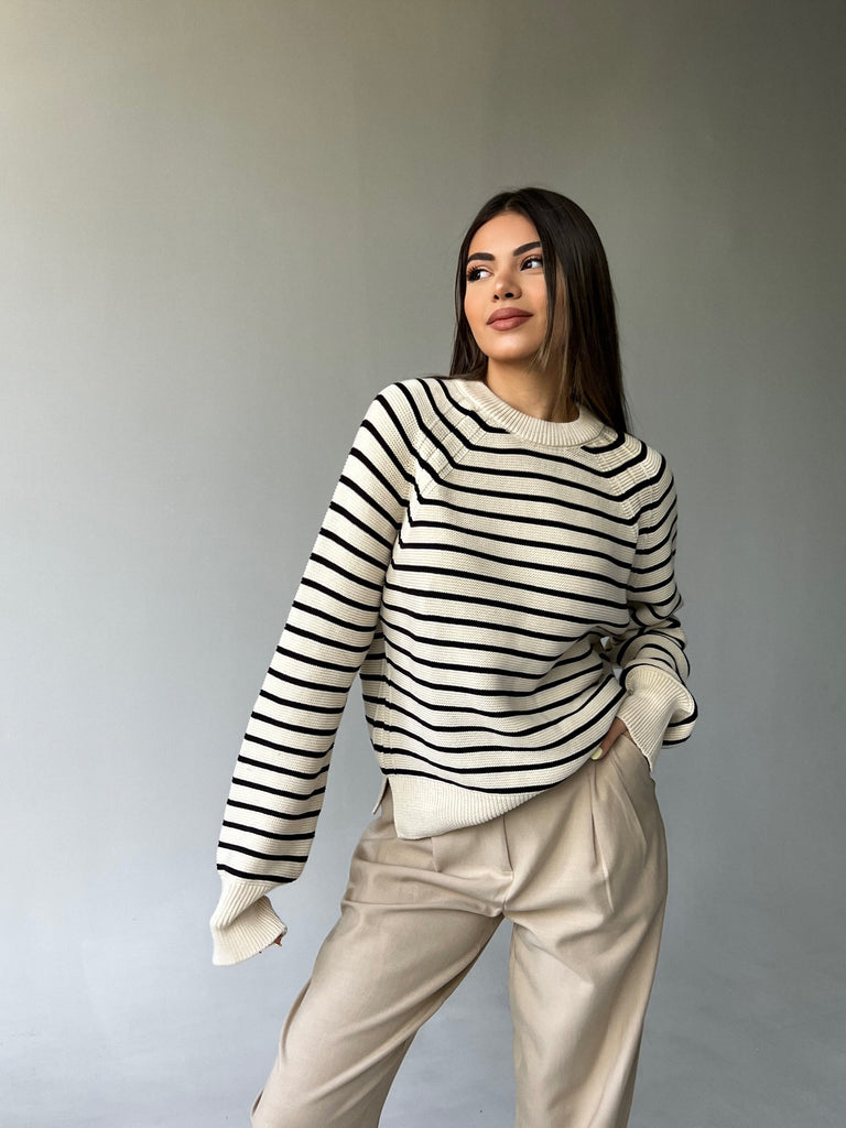 Striped knit sweater - White Store Armenia