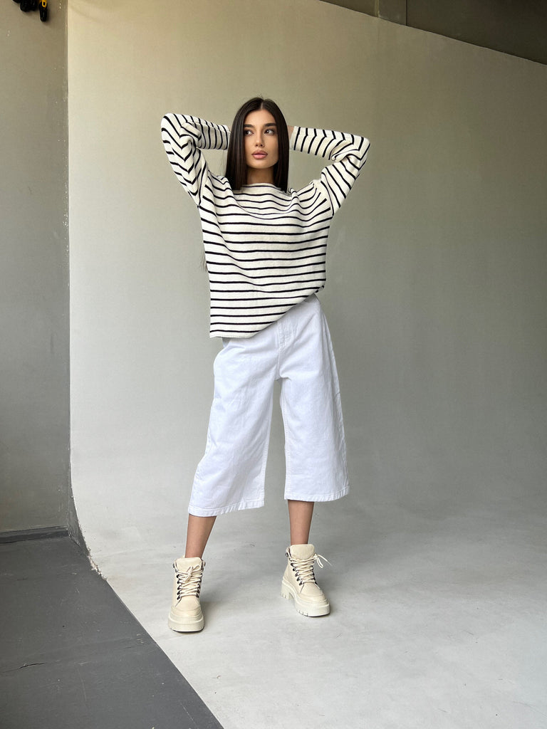 Striped knit sweater - White Store Armenia